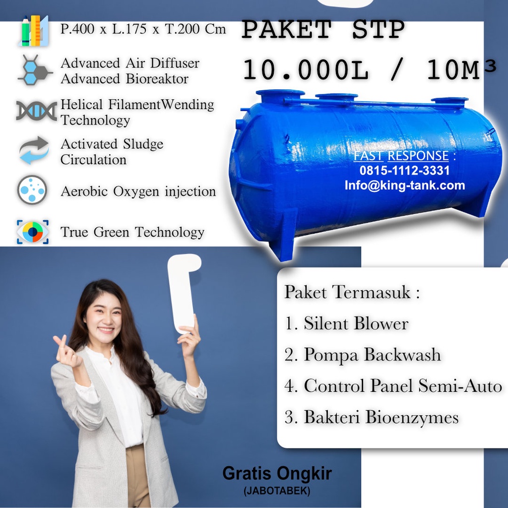 PAKET Tangki 10000 Liter / 10m3 Tangki IPAL BIOTECH
