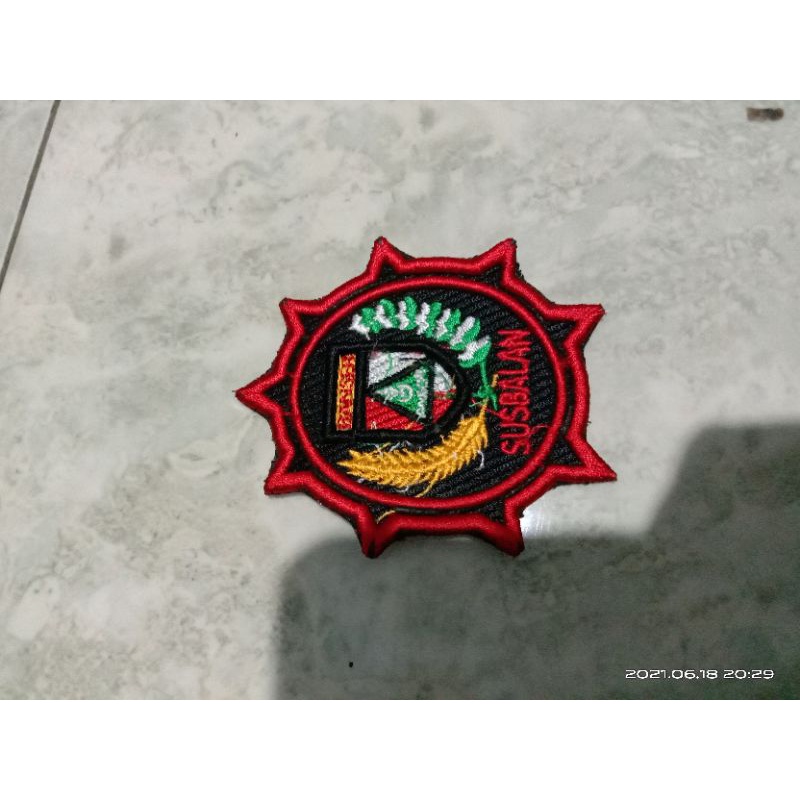 logo emblem atribut bet bordir komputer timbul 3D SUSBALAN BULAT minimal order 5 pcs boleh di campur