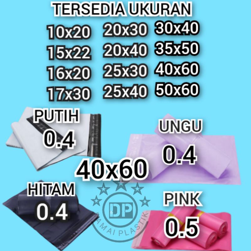 Kantong Plastik Packing PE 40x60CM Olshop Polymailer Hitam Putih Pink 40x60 Amplop ungu