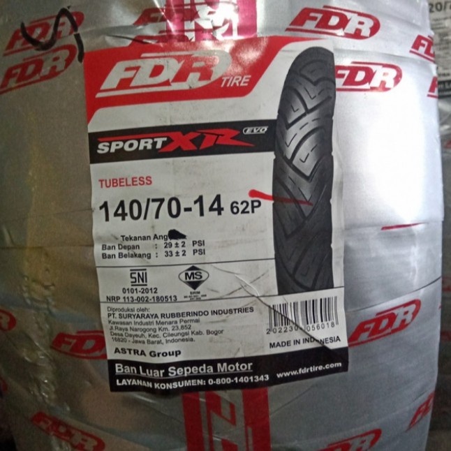Ban luar pelek 14 FDR Sport Evo 140 70 ring 14 tubeless motor NMAX