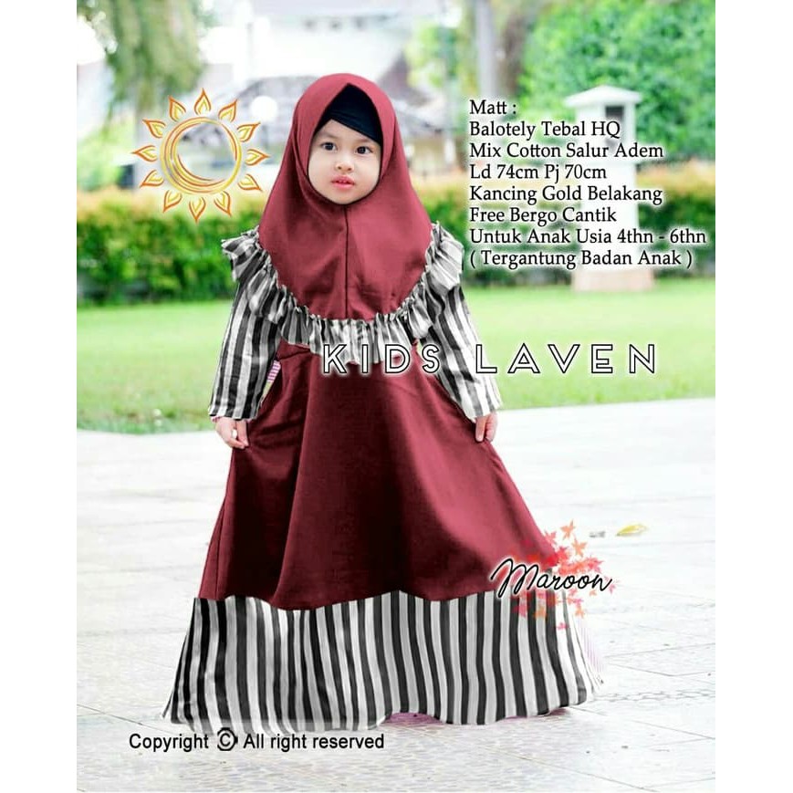 SYAR'I ANAK LAVEN / BAJU MUSLIM ANAK KECIL / BAJU NGAJI ANAK 4 TAHUN