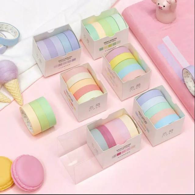 

5 pcs selotip washi tape warna permen