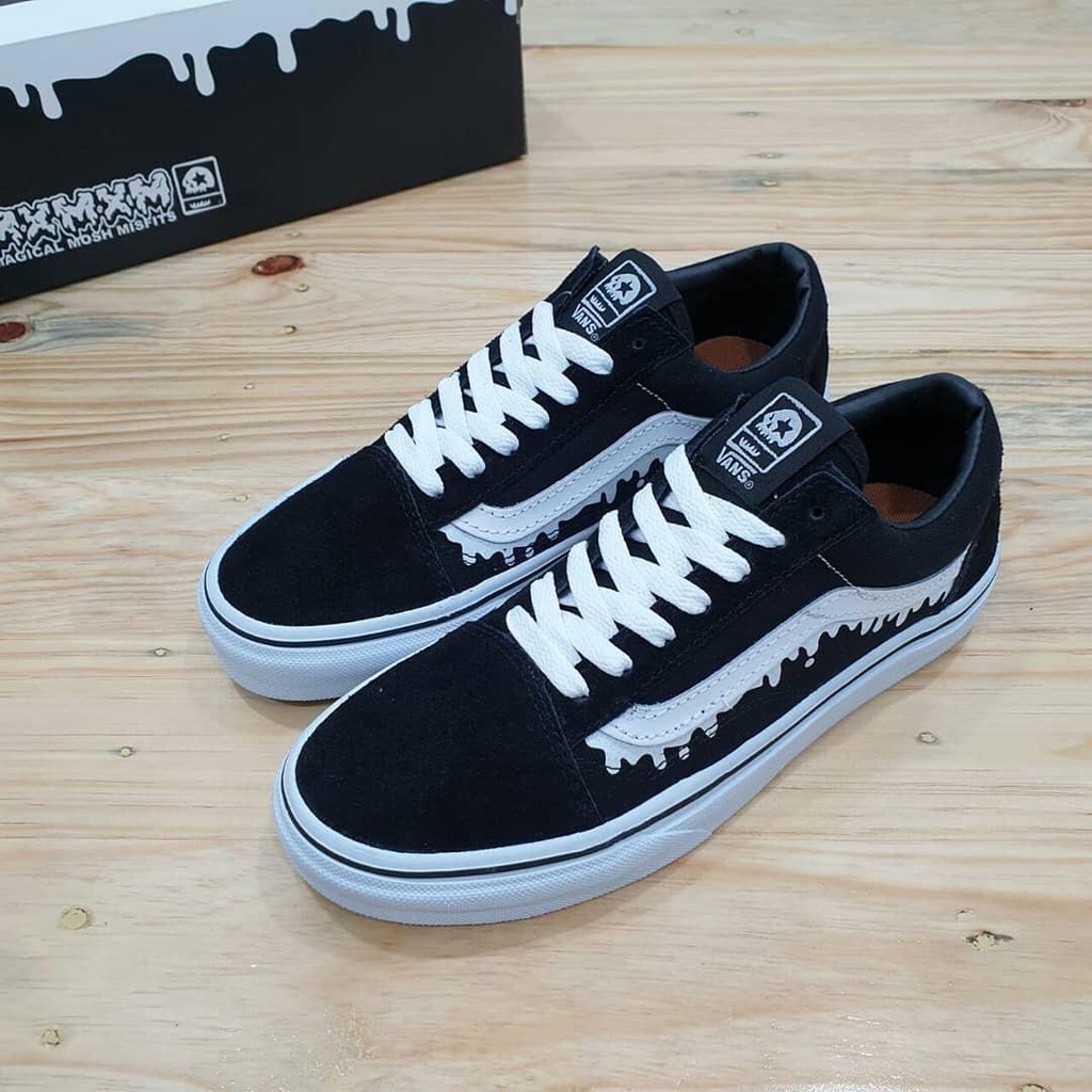 Sepatu Vans Casual Pria Era Authentic Oldscull Hitam Dan Marun Full Black sekolah jalan satai motif lumer