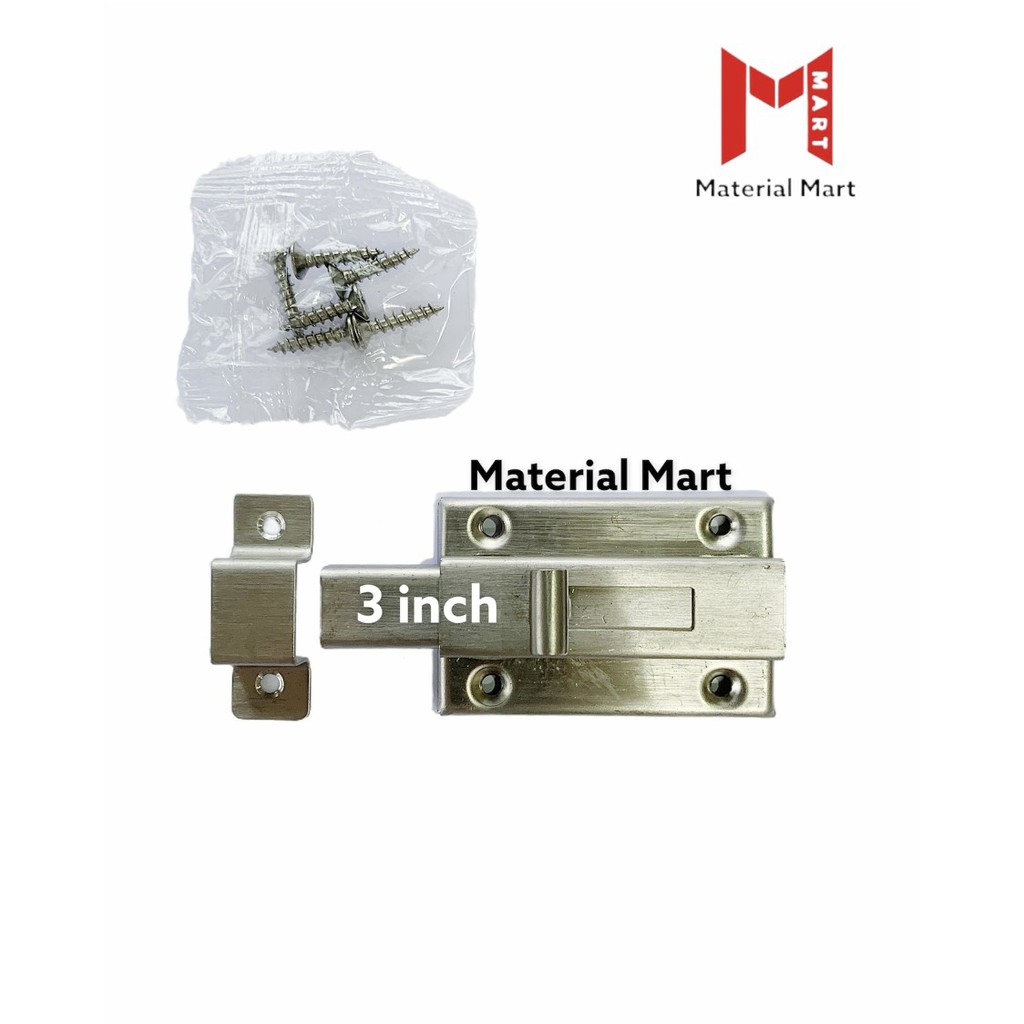 Grendel Slot Pintu Stainless 3 Inch | Grendel Kotak WC 3&quot; Stainless | Material Mart