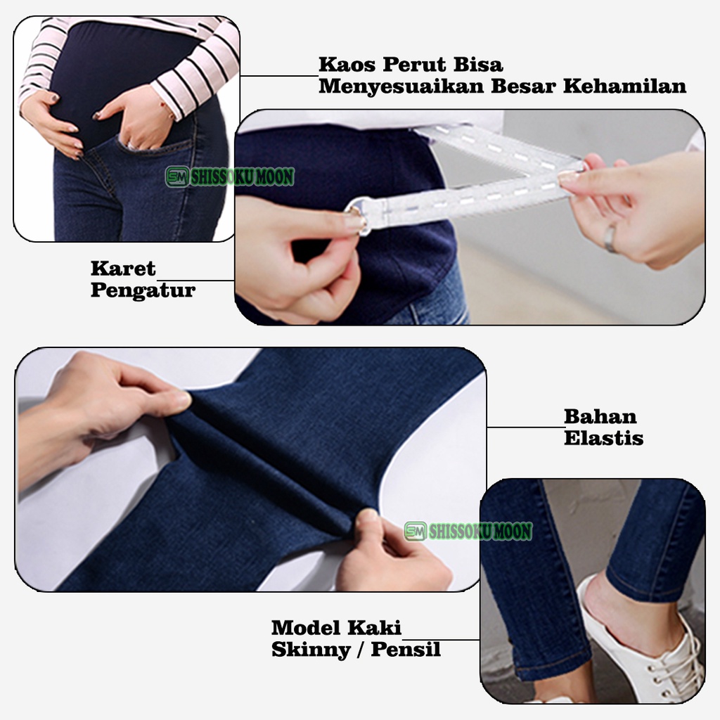 Celana Jeans Hamil Kerja Model Pensil Maternity Pants Size L XL