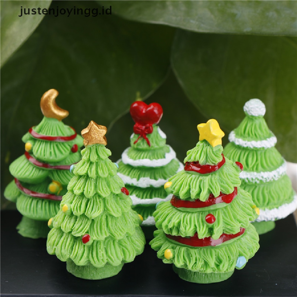 // justenjoyingg.id // 2pcs Christmas Tree Miniature Figurine Dollhouse Garden Decor Micro Landscape ~