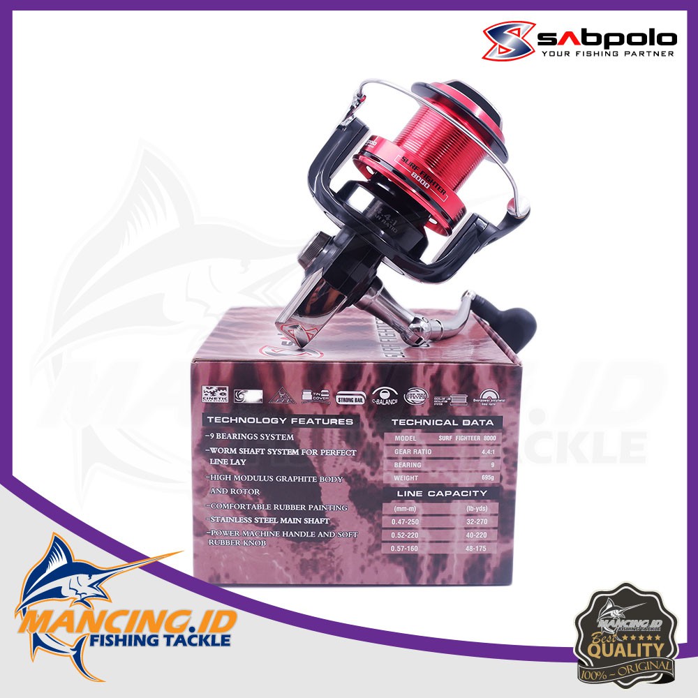 Sabpolo Surf Fighter 8000 Power Handle Fishing Reel Full Metal Spool Alat Kerekan Pancing Laut Sunga