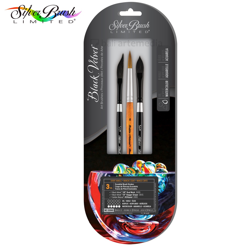 

Silver Brush - 3pc Essential Brush Stroke Set WC-3206S