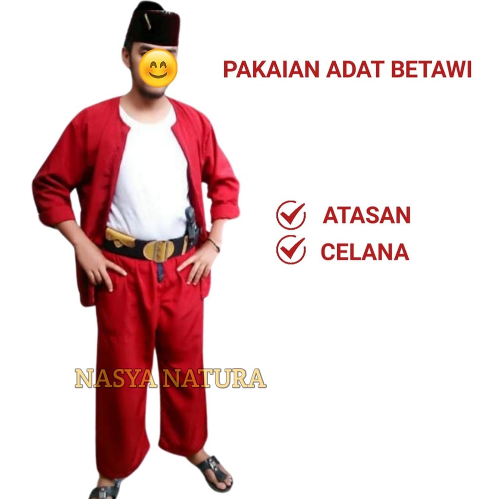 Pakaian Adat Betawi Setelan Pangsi Atasan dan Celana