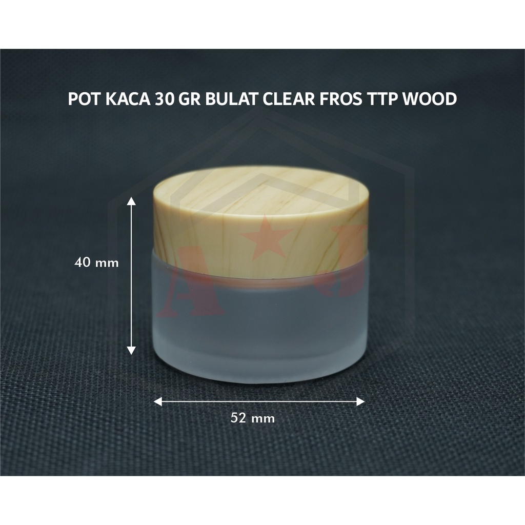 Pot Kaca 30 g Tutup Kayu/ Pot Cream/Pot Kaca Kosmetik Kosong Tutup Kayu 30 Gram