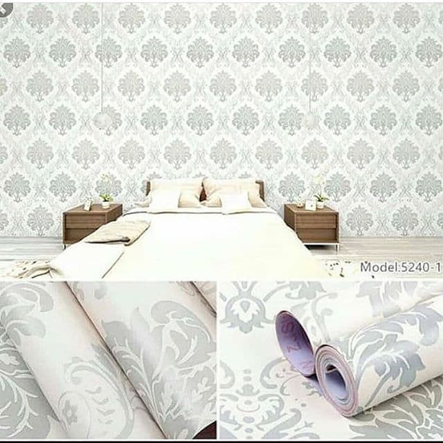 Wallpaper Dinding Motif Batik Silver Ukuran Panjang 10Meter x Lebar 45cm