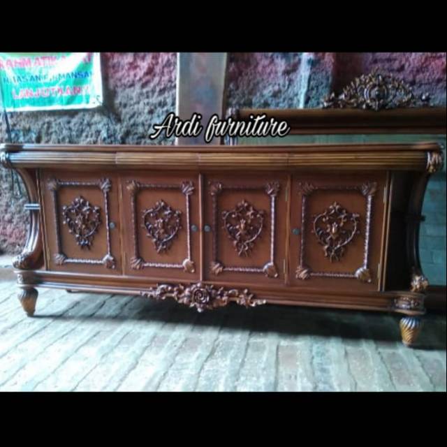 Bufet jati ukir rak meja tv asli kota ukir jepara