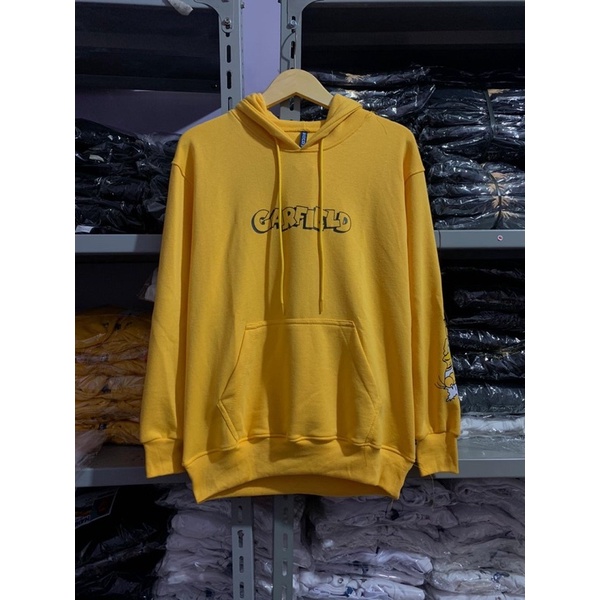 COD 9.9 Hoodie Jaket Pria Wanita Hnm Garfield Kuning Yellow Sweater Unisex Cowok Cewek Full Tag