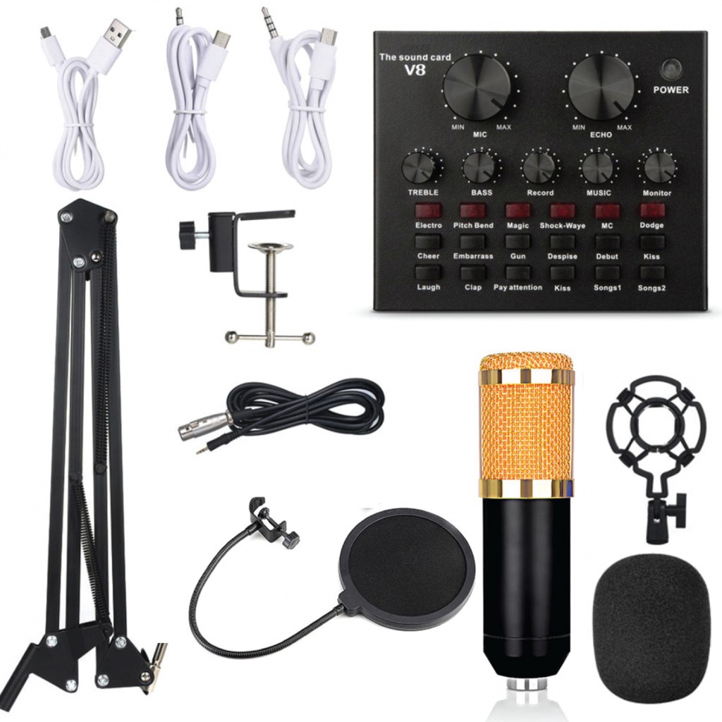 Microphone Studio Kit Profesional Condenser Broadcasting Recording Mic