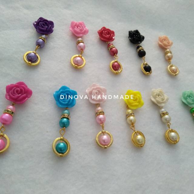 Ds388/brosdagu resin mawar pandora di bawah/bros dagu mutiara resin mawar/bros hijab/souvenir/peniti hijab/bros jilbab