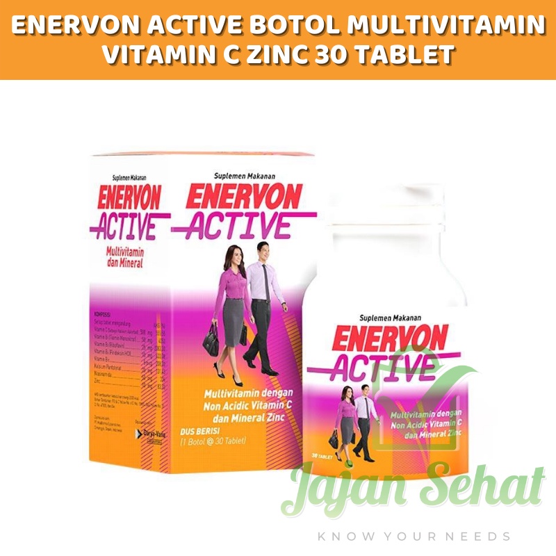 Enervon Active Botol 30 tablet Multivitamin Vitamin C Zinc