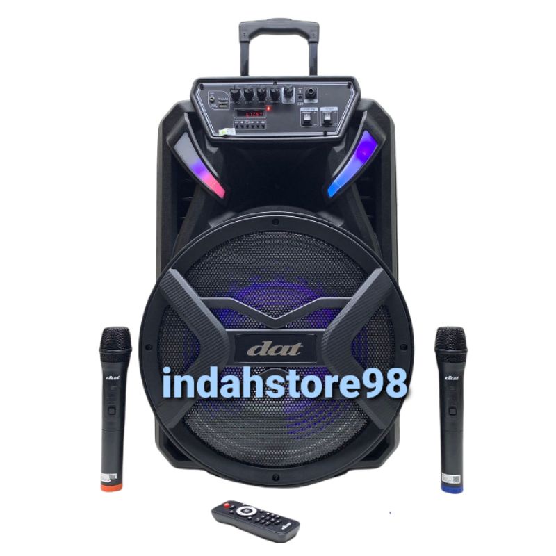 Speaker Portable 15 inch DAT DT 1509 X2 Versi Import Bluetooth Karaoke 2 Mic Wireless UHF Original T