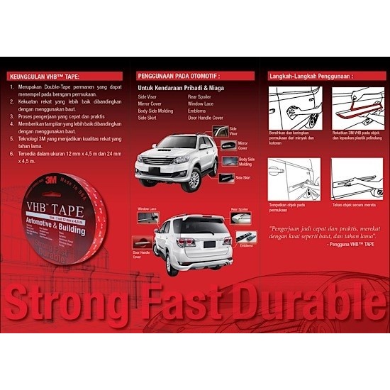 

perekat-pengikat- double tape busa 3m vhb 12mm x 4.5m foam tape -pengikat-perekat.