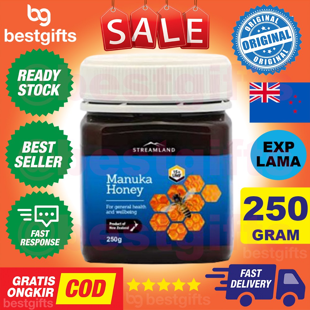 STREAMLAND MANUKA HONEY MADU UMF 15 15+ ANTI BIOTIK BAKTERI RADANG PERUT DIARE TENGGOROKAN 250 GRAM