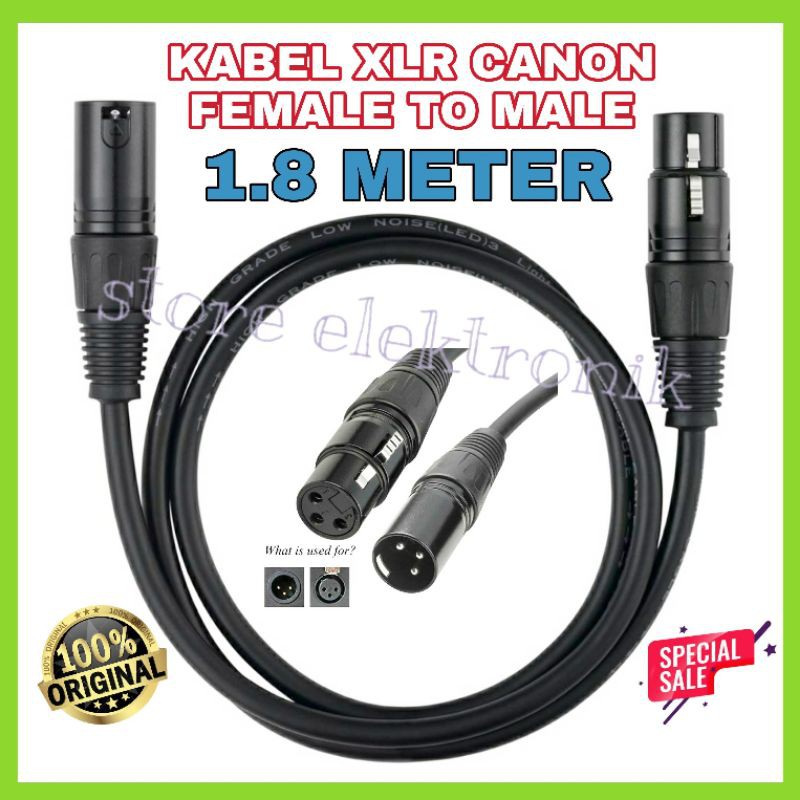 Kabel Mic Standar 1.8 Meter Canon XLR Female To Male Kabel Original