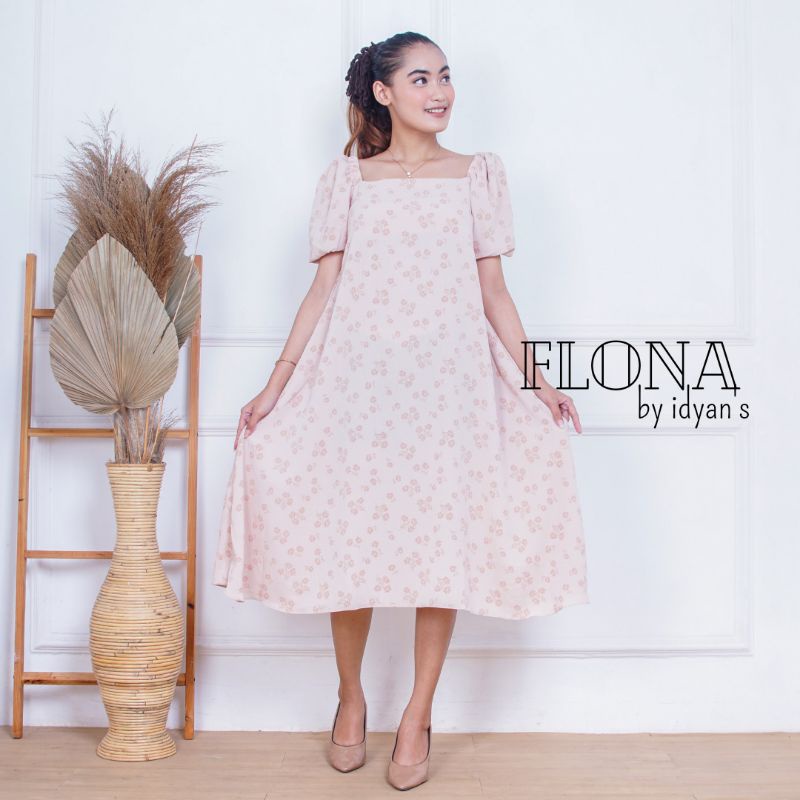 DRESS FLONA BY IDYANS / MIDI DRESS CRINKLE / DRESS WANITA