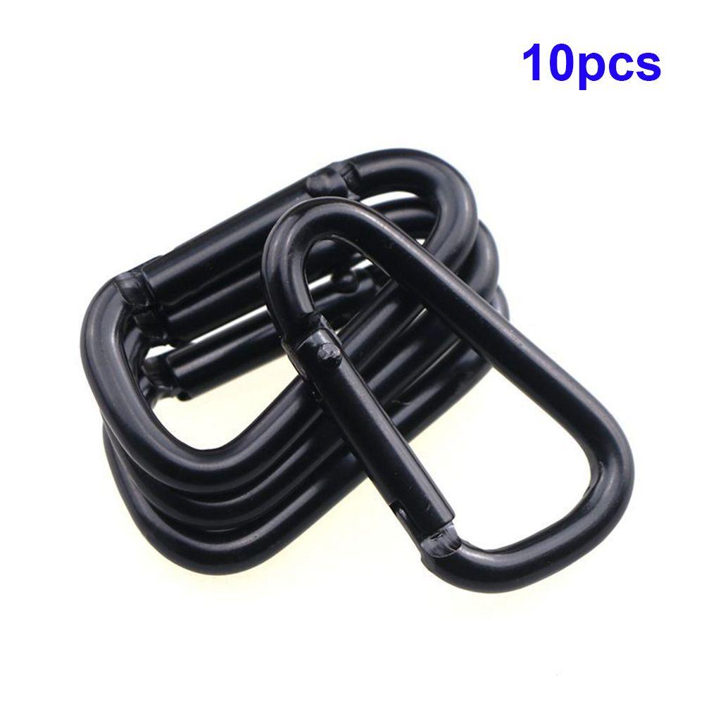 Nickolas1 Gantungan Kunci 10pcs Tas Ransel Praktis Bahan Aluminium Alloy Carabiner Berbentuk D Hitam