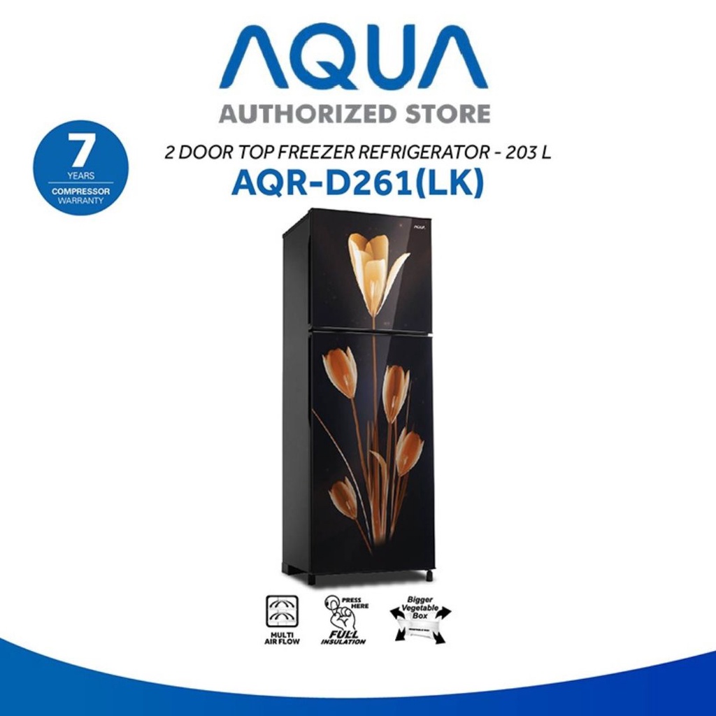 AQUA Japan Kulkas 2 Pintu 203 Liter AQR-D261(LK) | Multi Airflow