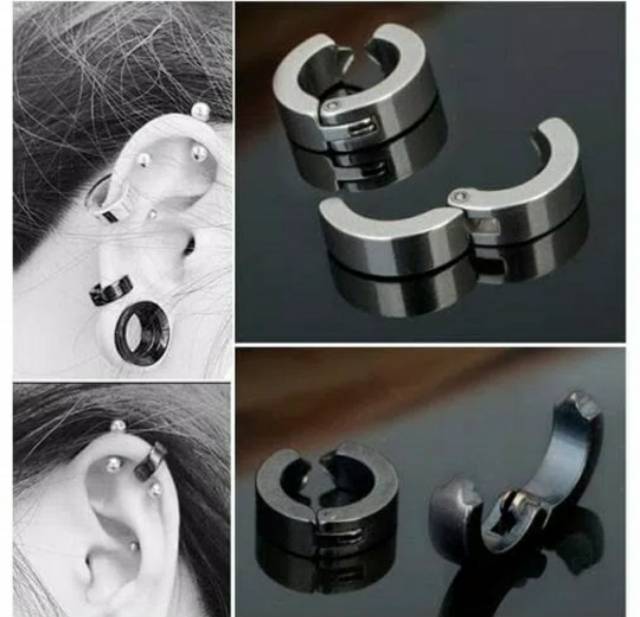 Anting jepit 1pasang titanium Import antikarat