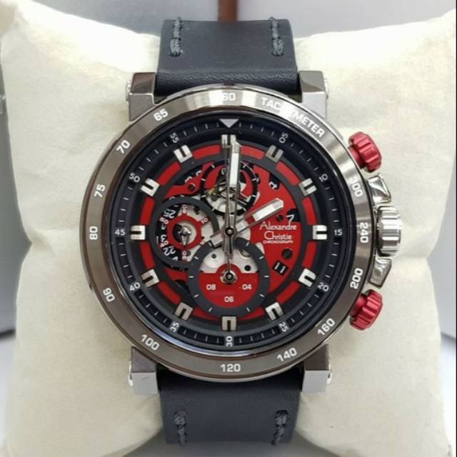 Jam Tangan Pria Alexandre Christie AC 6429 Silver Red