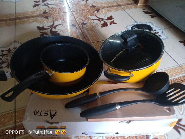 Wajan Panci Set 7 Pcs Asta Lemona Teflon Anti Lengket Standart Sni Kualitas Premium