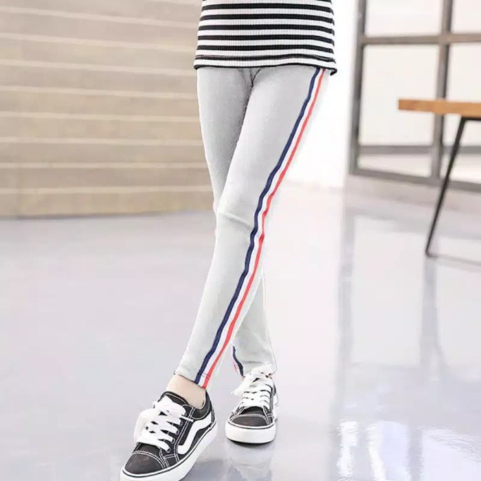 TBI Celana Legging Anak Fashion Import Stripe Garis Samping Gaya H&amp;M