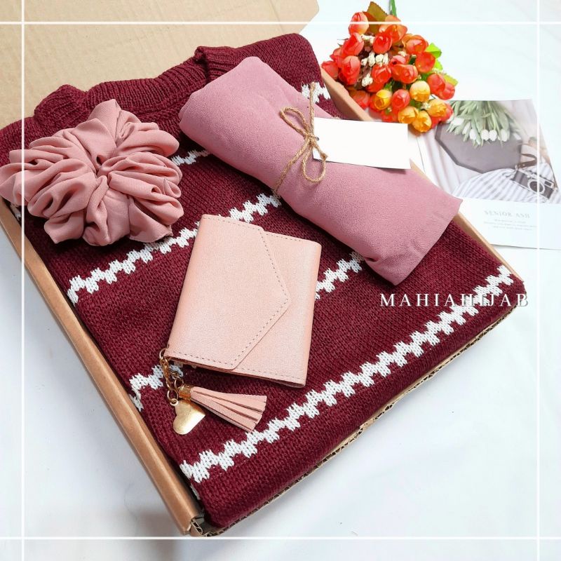 Hampers Sweater Rajut Kimi Mahiahijab gift box hadiah ulang tahun, wisuda dll