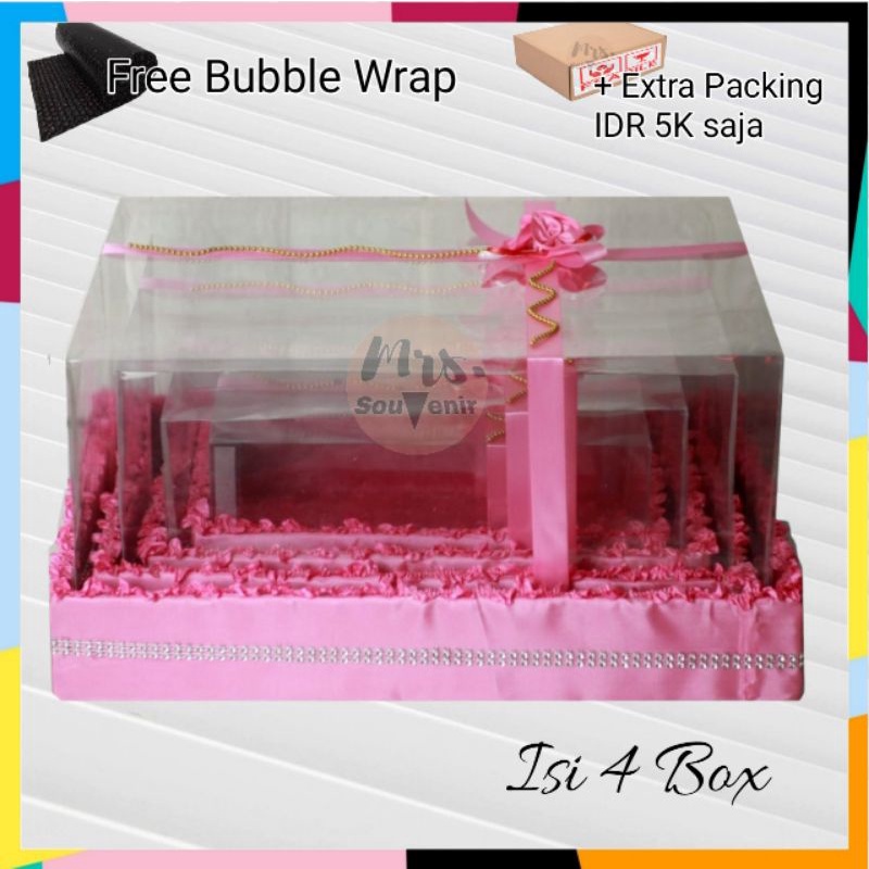 Box Kotak Seserahan 1 set Isi 4 Pernikahan Mika Tempat Mahar Cincin Aksesoris alat Sholat