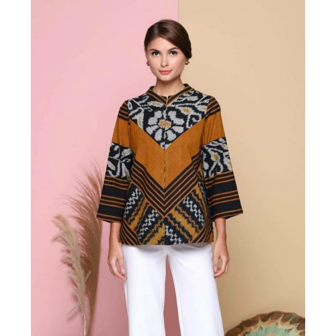 shanaya blouse / baju atasan tenun batik wanita tenun endek premium