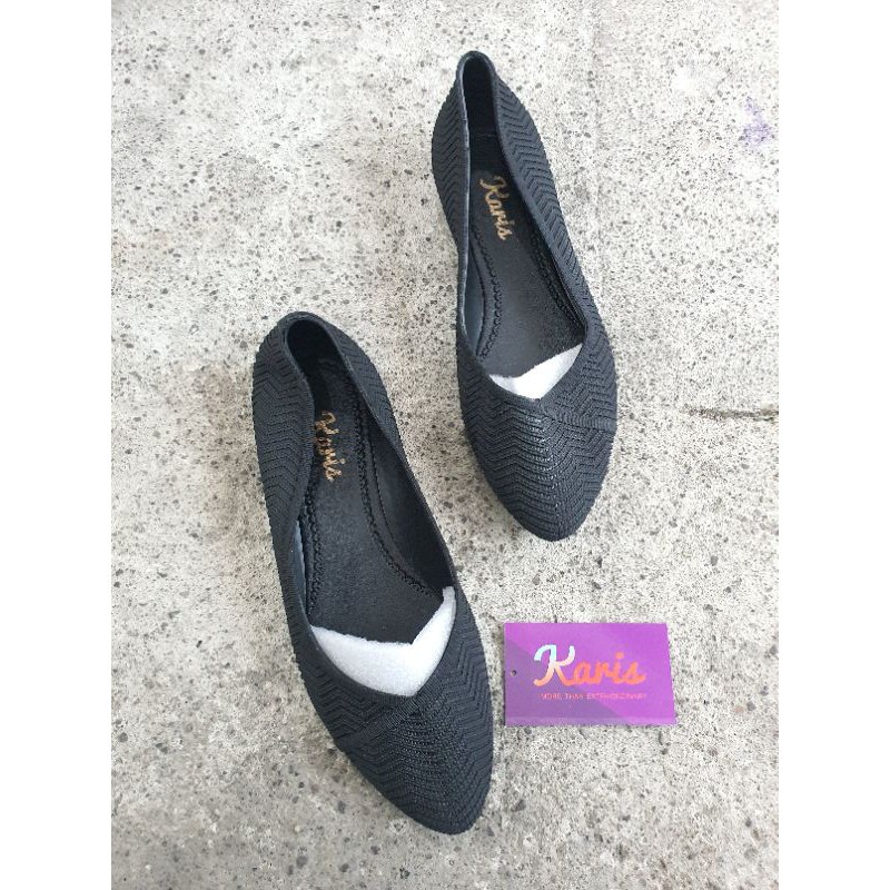 SEPATU KERJA WANITA FLAT SHOES KARIS 207 KARET LENTUR RINGAN