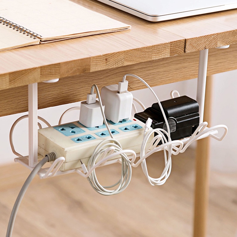 Storage Basket Hanging Under Desk / Storage Shelf Plug Holder Power Cable Organizer / Home Office Container