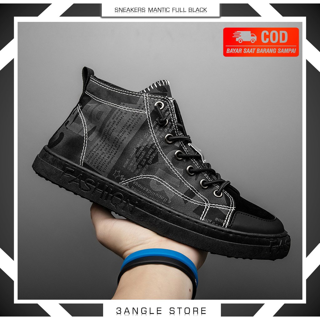 Sepatu Pria  Sneakers Import Santai KasuaL Fashion Terbaru Mantic High Full Black Keren Murah
