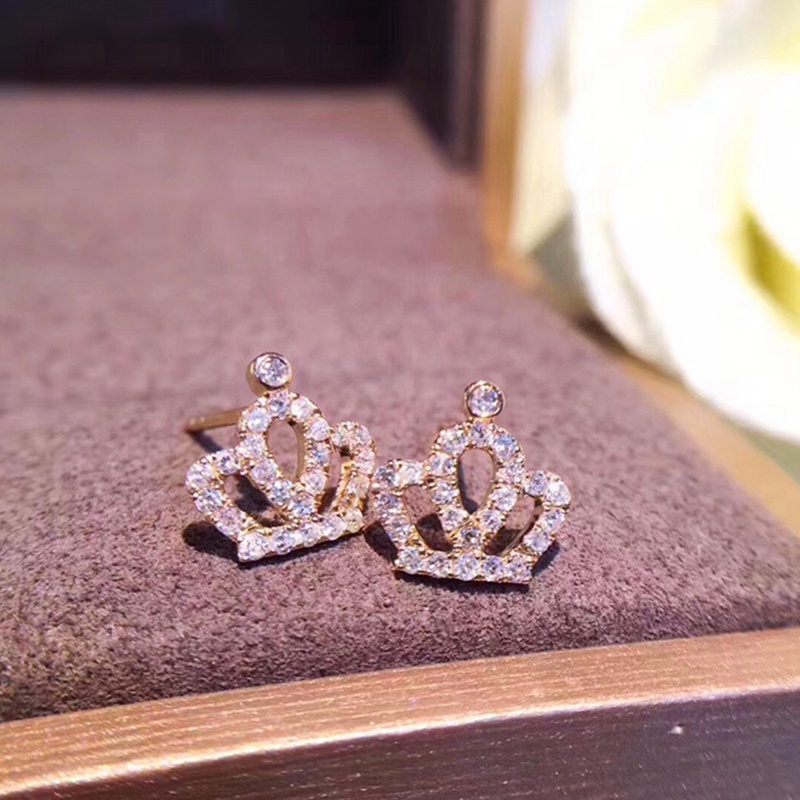 Fancyqube Anting Stud Bentuk Mahkota Warna Putih Untuk Wanita