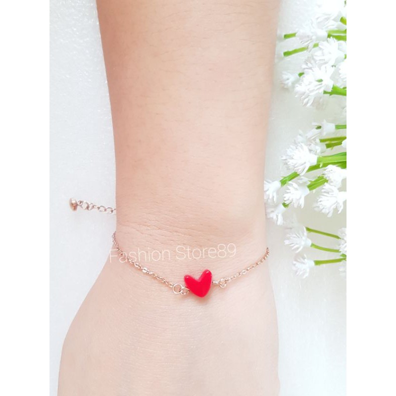 Ready Gelang Love titanium Rosegold gelang hati merah muda import bahan titanium antikarat K2180