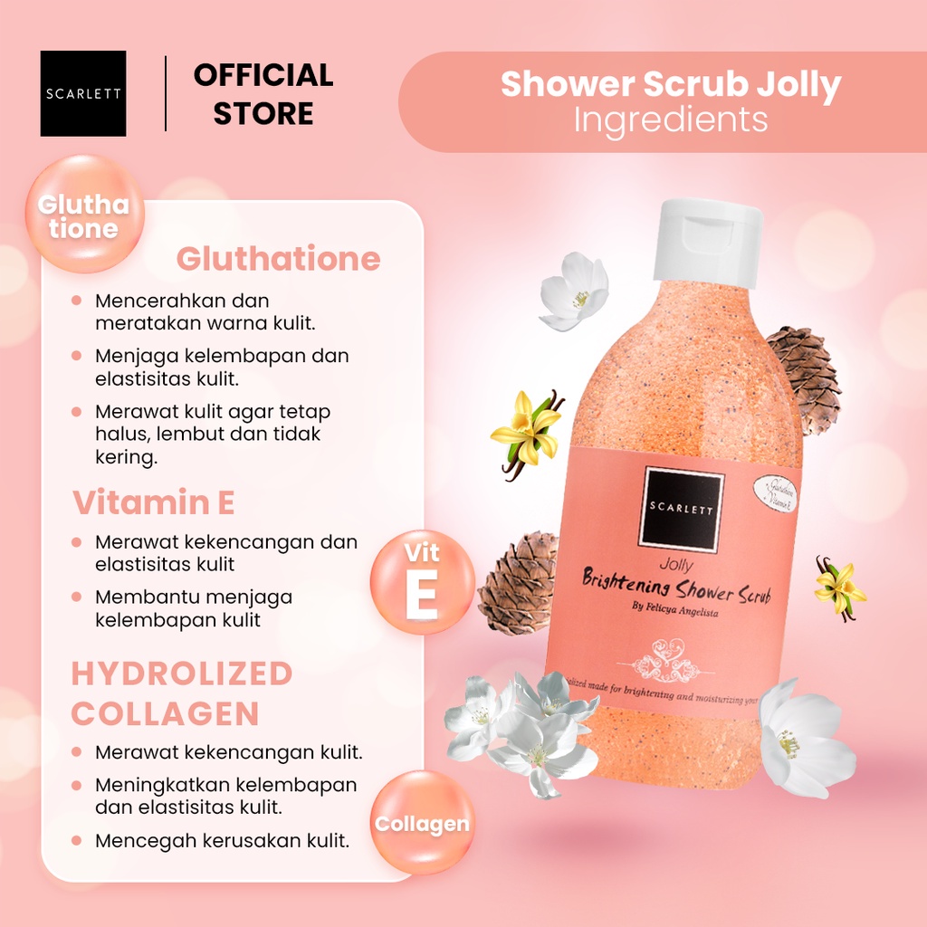 SCARLETT WHITENING JOLLY SERIES 5 ITEM - SERIES JOLLY BODY SCRUB | BODY SERUM | BODY CREAM | BODY SHOWER | BODY LOTION - BODY CARE SERIES JOLLY