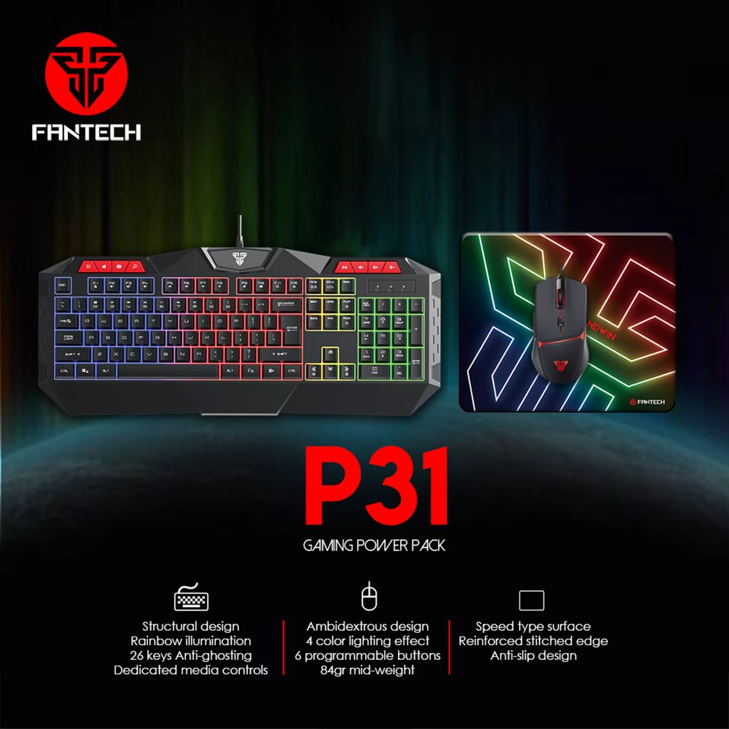 Keyboard Fantech P31 3 in 1 Combo Gaming Keyboard Mouse Mousepad