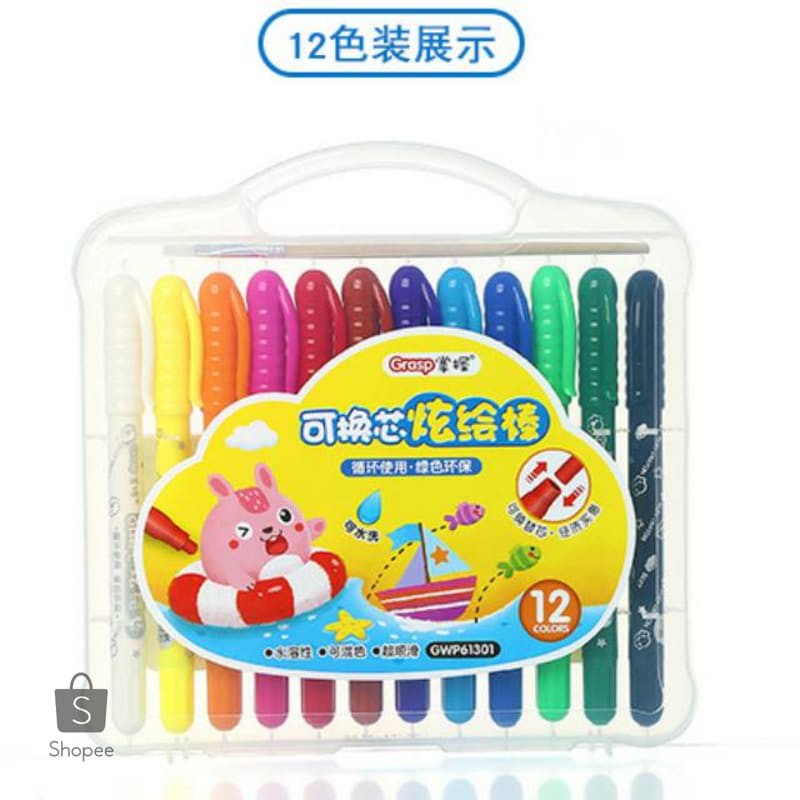 

Terlaris Calgary Grasp Original Crayon Bisa di Refill 12 Warna Kode 613 Water Soluable Elegan