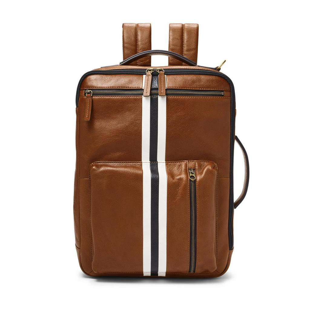 Fossil Buckner Convertible Cognac Stripe Backpack Tas Ransel Pria MBG9509-222