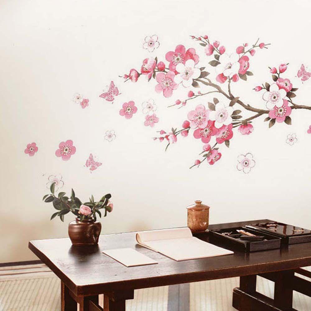 [Elegan] Mural Stiker Jendela Removable Lukisan Cina Kupu-Kupu Plum Blossom Dekorasi Rumah Kamar Tidur Seri Alam Dekorasi Wall Art