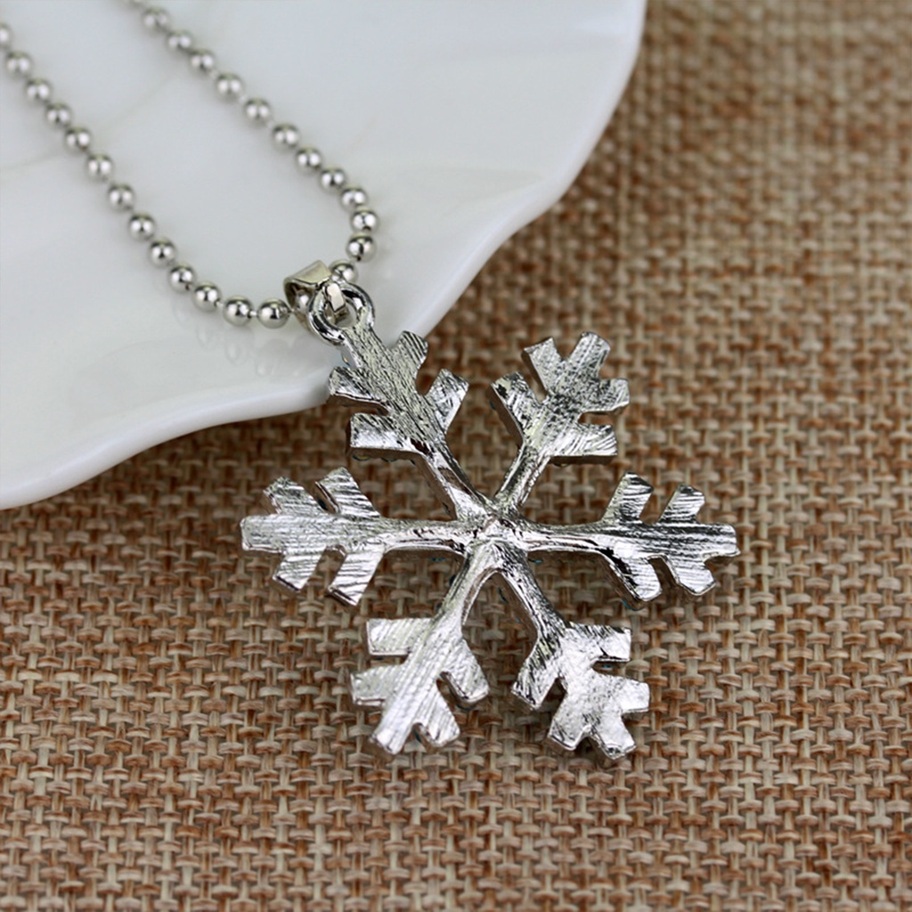 Hu Hu Hu Hu Hu Alat Bantu Pasang Kacamata♡ Kalung Liontin Snowflake Biru Putih Aksen Berlian Imitasi Bahan Alloy Untuk Wanita