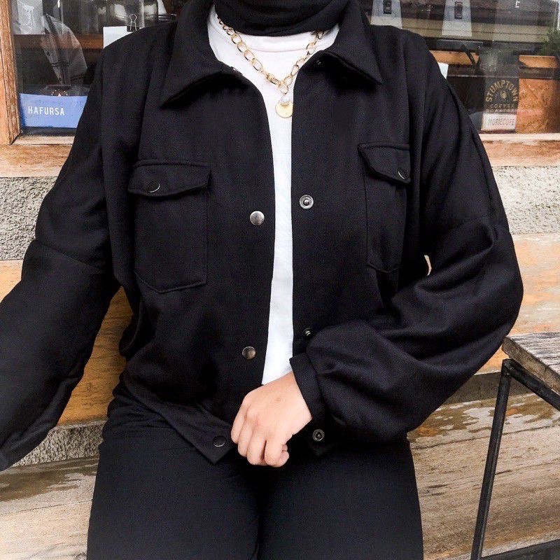 Olin outer - Jaket lengan balon button bestseller murah