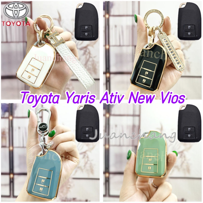 Case Holder Kunci Remote Mobil Bahan TPU Untuk Toyota Vios Yaris Ativ Hiace Chrome 2018 2019 2020 2021