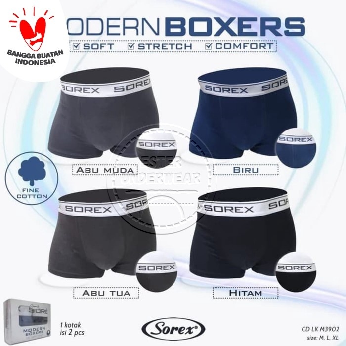 Celana Boxer Pria Sorex Underwear Men SRX 3902 Isi 2 Pcs/Pack