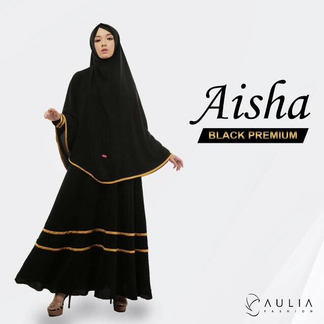 Set Gamis Aisha Black Premium by Aulia Fashion