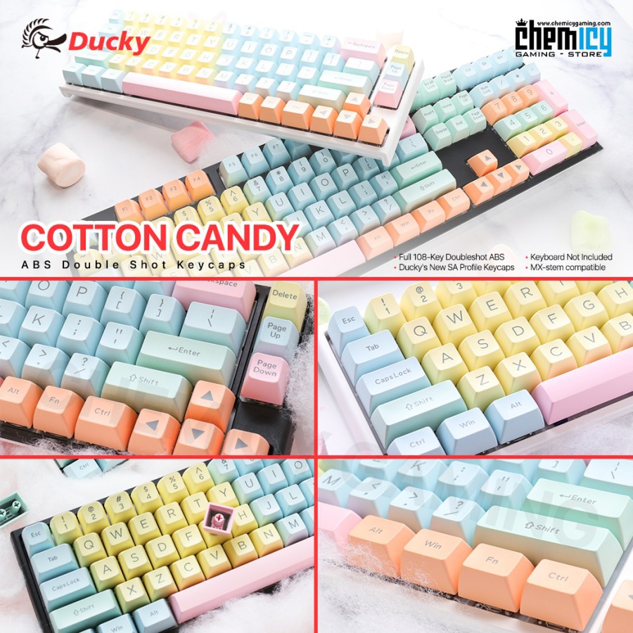 Ducky Cotton Candy SA Profile ABS Double Shot Keycaps